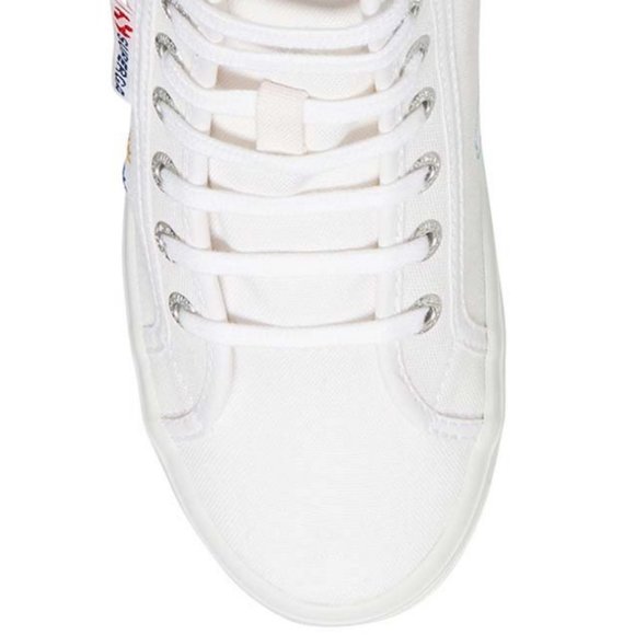 Superga White & Blue Sky Embroidery-Accent Alpina Platform Hi-Top Sneaker 38 - Picture 3 of 5
